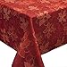 Benson Mills Poinsettia Scroll Printed Rectangle Fabric Table Cloth, Winter, Holiday and Christmas Tablecloth (60