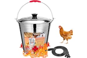 CYZARIZE Stainless Steel Heated Chicken Waterer for Winter, 3 Gallon Chicken Waterer with Heater, High Capacity Heated Poultry Waterer for Chickens in Winter