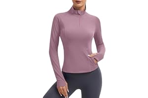 LUYAA Womens Long Sleeve Workout Tops Quater Zip Pullover Running Athletic Jacket with Pockets