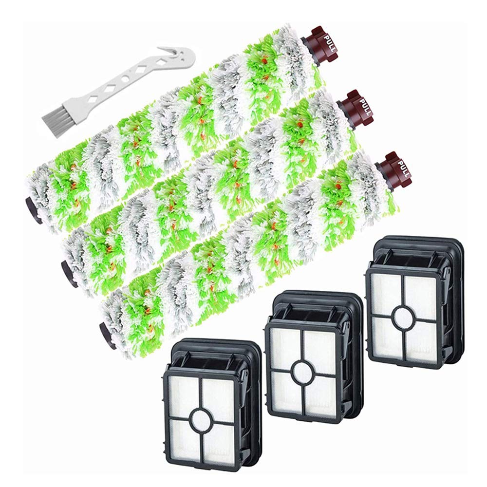 For Bissell CrossWave Pet Pro, Replacement Parts 2306A & CrossWave 1785 Series, 3x 2460 Multi-Surface Pet Pro Brush Rolls + 3x1866 Vacuum Filters + 1x Clean Brush，Compare to Part 1613568, 1608684