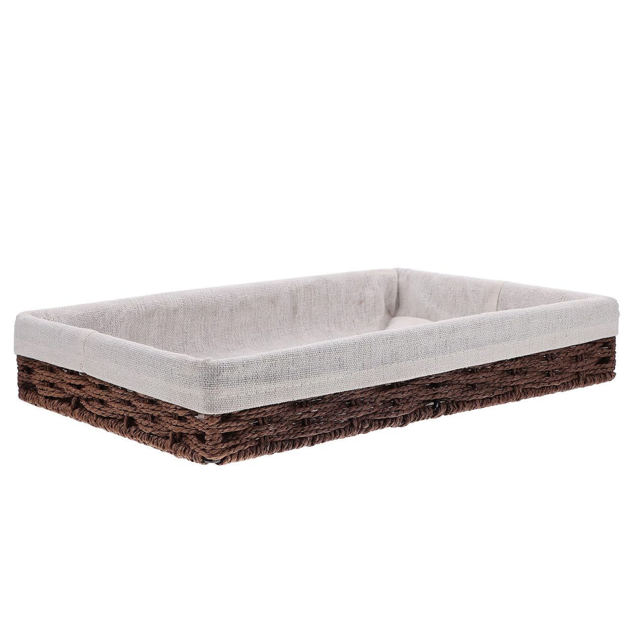 Healifty Rattan Woven Desktop Storage Basket Organizer for Keys Sundries Cosmetics 11.81X7.87X1.97In Lightweight Home Office Storage Box