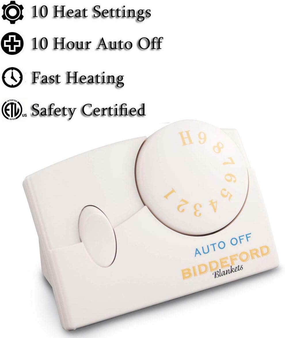 Biddeford Comfort Knit Natural Sherpa Electric Heated Blanket Full Brick Red: Home & Kitchen