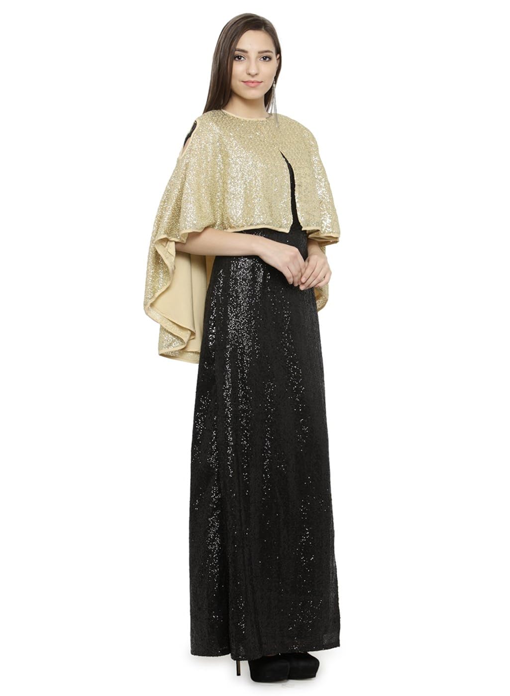 just wow black & golden sequine women's dress