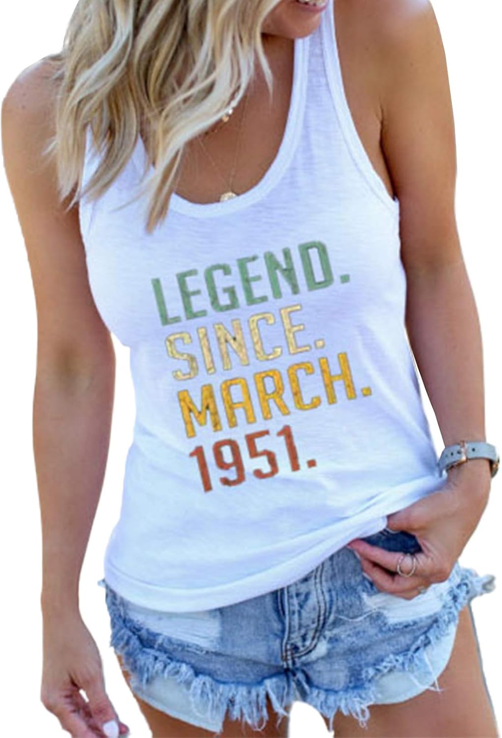 FOBEXISS Women's Graphic Shirts Letters Print Scoop Neck Sleeveless