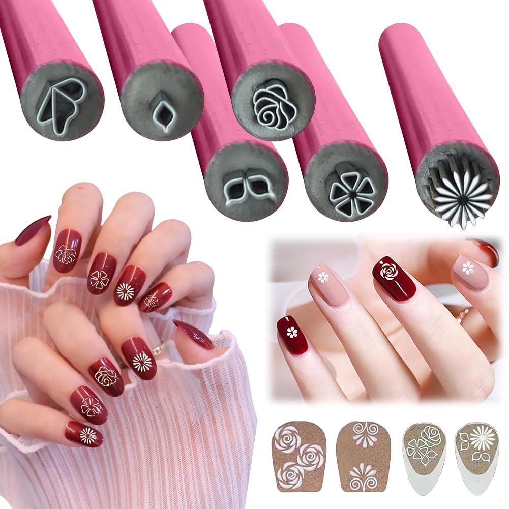 Nail Art Stamp Pen Set, Nail Art Stamp Pen Set, 6-Piece Nail Art Pen Set, DIY Nail Art Stamp Pen, with 6 Different Patterns, Nail Graffiti Nail Art, for Nail Art for Girls