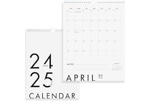 MAKAPLAN Modern Vertical Wall Calendar 2024-2025 - 18 Month Calendar January 2024 - June 2025 | 11x13.5 Inches Sleek Black & White Design with Spiral Twin-Wire Binding