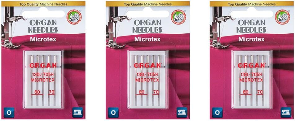 Organ Needles 15 Pieces #60 and #70 Combo Microtex (Sharp) Sewing Machine Needles