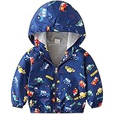 FYMNSI Toddler Baby Boys Girls Hooded Jacket Windbreaker Lightweight Dinosaur Print Coat Autumn Long Sleeve Windproof Outwear