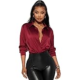 Silk Blouse for Women Satin Silk Top Button Down Shirts Casual Loose Long Sleeve Office Work Formal Tops