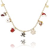 Xeyau Halloween Christmas Charm Necklace for Women - Dainty Gold Paper Clip Necklace with Snowman, Santa, Snowflake, Ghost, Spirit, Pumpkin Cat Charms