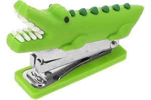 KALLORY Mini Cute Cartoon Alligator Handheld Stapler Portable Small Office Book Stapler for Teachers and