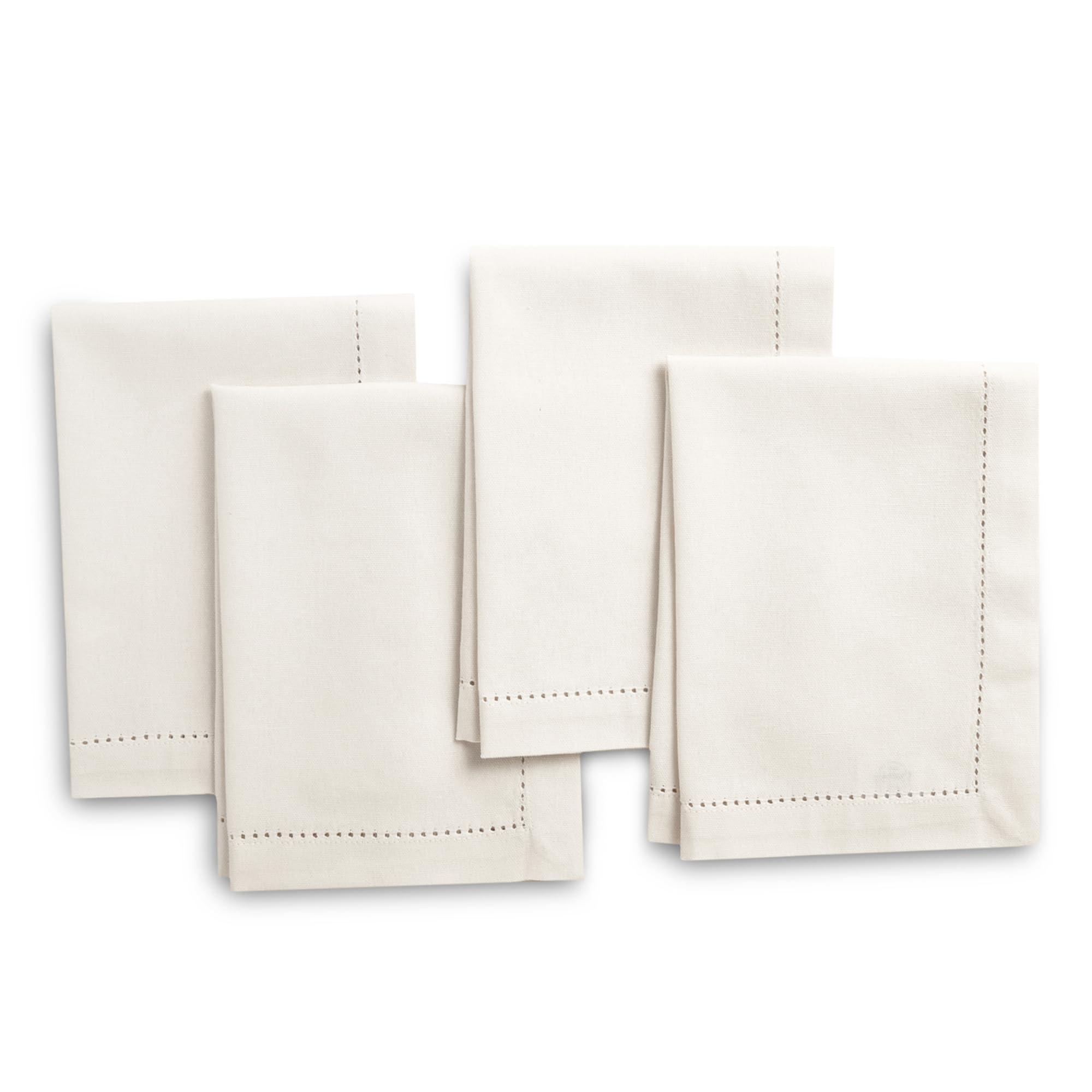 Encasa XO Natural Cloth Napkins Set of 12, 17"x17" | Cotton Hemstitched Design Dinner Napkins | Washable & Reusable Table Napkins for Holiday Dinners, Party, Wedding & Everyday Dining — image 1