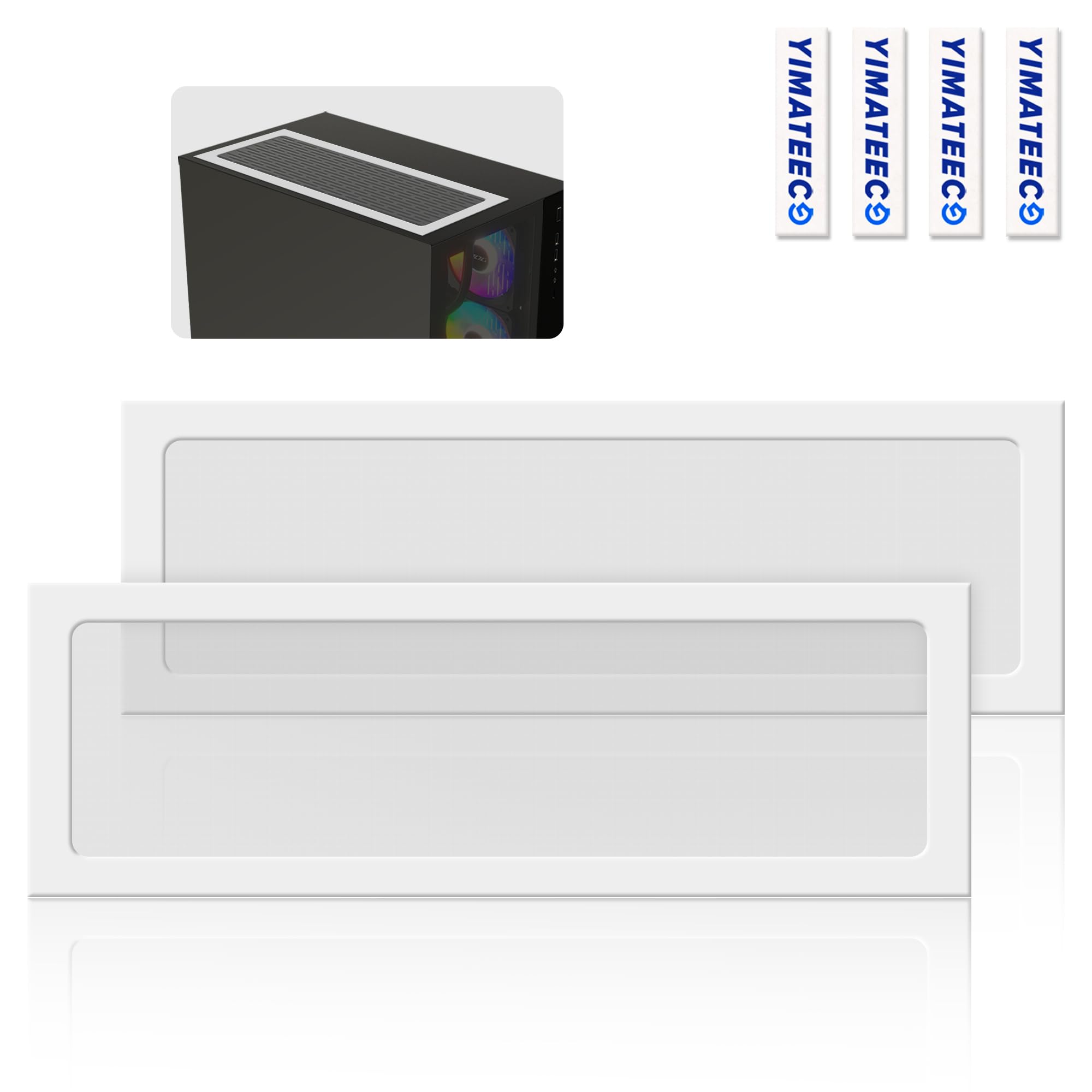 YIMATEECO 360mm PC Case Dust Filter for Computer Chassis Cooler, 2 Pack Magnetic Frame PC Case Cover Fan Filter Dust Mesh Fan Grills Dustproof Nylon 80 Mesh (Nylon, 360 x 120mm, 2pcs, White)