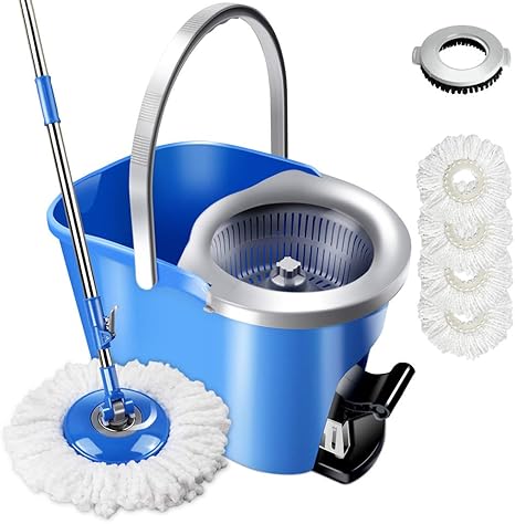 Amazon Masthome 回転モップ 床掃除モップ 洗浄 水切り 二槽式 8l足ふみタイプバケツ モップセット 水拭きモップ フロアモップ 伸縮可能 360回転可能 フロアブラシ付き モップパッド5枚付き 部屋掃除 掃除道具 フロアモップ フロアワイパー オンライン通販