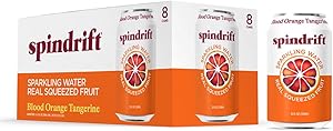 Spindrift Sparkling Seltzer Water, Blood Orange Tangerine Flavored, Made with Real Squeezed Fruit, 12 Fluid Ounce Cans, Pack 