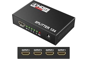 ZHIYUEN® HDMI Splitter 1080P 3D 1 in 4 Out,HDMI V1.3 Splitter 1X4,Support 3D Full HD 1080P Resolution (One Input to Four Outp