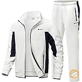 BGOWATU Men's Fleece Lined Tracksuits Set Running Jacket Sweatsuit Sport Pant Jogging Outfits with Zipper Pockets