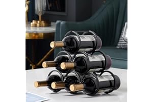 GeLive Small Tabletop Wine Rack 6 Bottles Triangle Freestanding Countertop Wine Bottle Holder Cabinet Pantry Wine Storage Sta