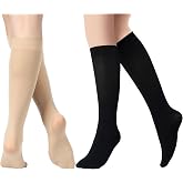 SATINIOR 6 Pairs Ice Skating Socks for Women Knee High Nylon | Tight High Knee Nylon Socks for Skating Activities Women and Girls, Compatible with Ice Skates and Roller Skates
