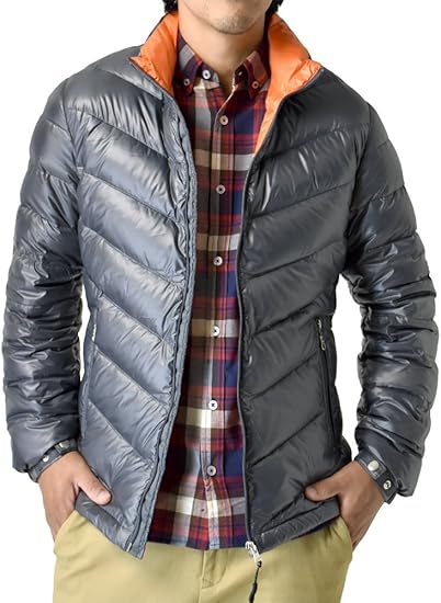 Amazon アルージェ Aruge ダウンジャケット ジャパンウォッシュ 日本洗浄 Vキルト メンズ 登山 アウトドアダウンジャケット 大きいサイズ P4a 3l 04チャコール オレンジ コート ジャケット 通販