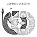 Kinps Apple MFi Certified Lightning to USB Cable 10ft/3m iPhone Charger Cord Super Long for iPhone X / 8 / 8 Plus / 7 / 7 Plus / 6S / 6S Plus / 6 / 6 Plus / SE, iPad Pro/Air/Mini (10FT Black & Silver)