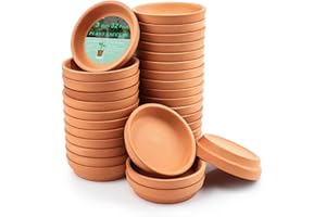vensovo Small Terracotta Pot Plant Saucer - 32 pcs Mini Round Plant Pot Saucers, Tiny Clay Plant Trays Perfect for 2inch 2.5inch Flower Plant Pot with Drainage Hole and Great for Indoor Outdoor