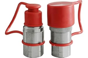 BDI Wear Parts 1/2" NPT Skid Steer Hydraulic Couplers/couplings, Bobcat Flat Face Quick Connect Fittings w/Dust Caps-1set