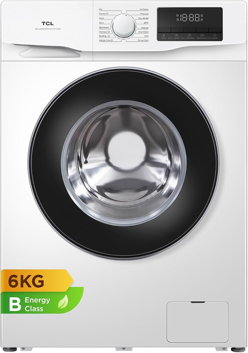 TCL 6kg Front Load Washer Ultra Slim 1000rpm Steam Care Anti-Bacteria