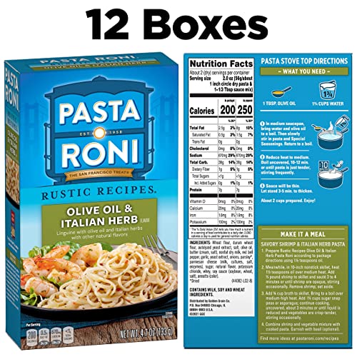 Pasta Roni, Olive Oil & Italian Herb Linguine, 4.7oz Boxes (12 Pack) on