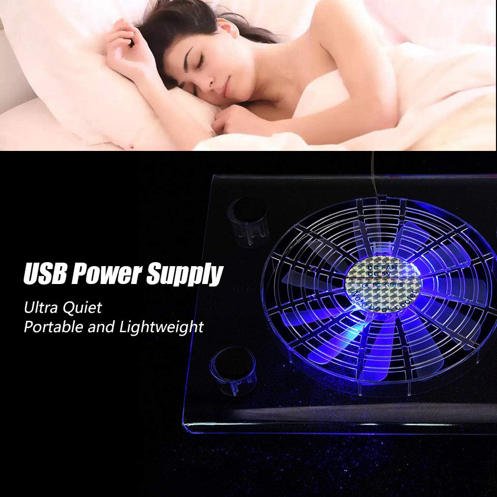 Dpofirs 1400RPM Upward Blowing USB Cooling Pad Ultra Quiet Notebook Stand LED Fan Cooler for one