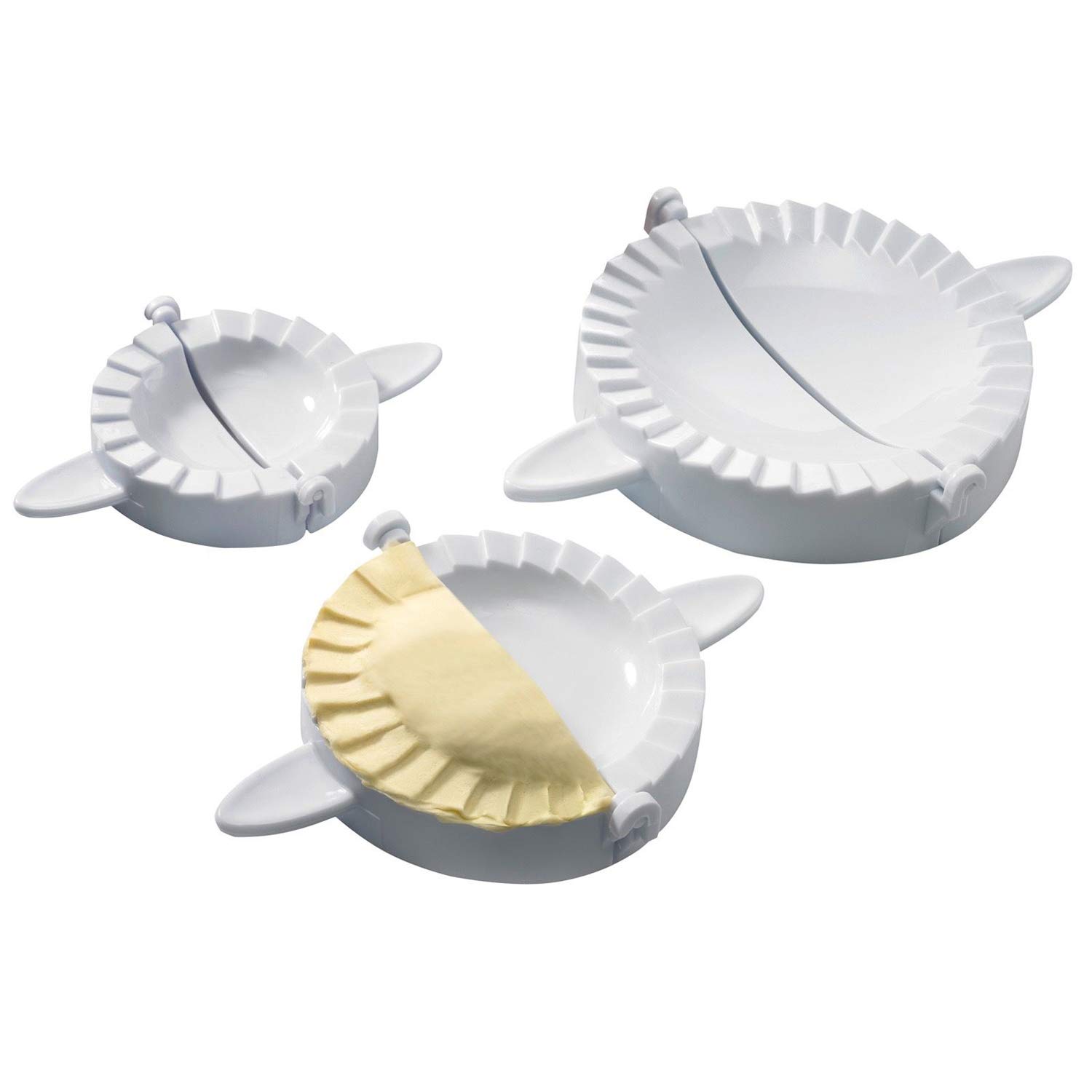 Westmark Ravioli Formers, Moulds For Ravioli, Pierogis Or Empanadas, 3-Piece Set, Ø 9.5/12/15.5 cm, Recipe Booklet, Plastic, White, 61342260
