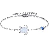 Turtle Bracelet 925 Sterling Silver Opal Sea Turtle Bracelet Ocean Beach Hawaiian Sea Jewelry Gifts for Women