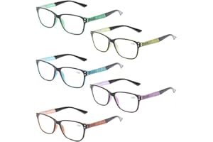 Kerecsen 5 Pack Fashion Reading Glasses Spring Hinge With Stylish Pattern Readers
