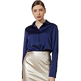 Escalier Women's Silk Blouse Long Sleeve Satin Button Down Shirt Casual Work Office Silky Blouse Top
