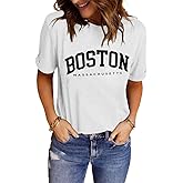 LINDOCITA Womens Trendy Graphic Tee Shirts Summer Cute Casual Short Sleeve T-Shirts for College Teen Girls