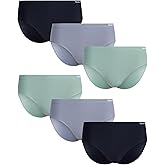 Reebok Womens Hipster Underwear - 6 Pack Soft Stretch Performance No Show Briefs Hipster Panties Seamless Underwear for Women