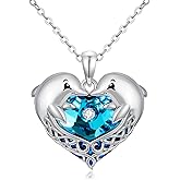 Silikepa Ocean Necklace 925 Sterling Silver Dolphin/Turtle/Seahorse/Mermaid Necklace Ocean Animal Jewelry Gift for Women