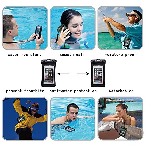 Universal Waterproof Phone Case of 2 Pack Set,Floating Pouch Night-Visible Smartphone Dry Bag for iPhone 8/8 Plus/X/7/7 Plus/6S/6/6S Plus/SE/5S/5,Galaxy S8/S8 Plus/Note 8 6 5, Pixel 2 up to 6.0" - Thumbnail 6
