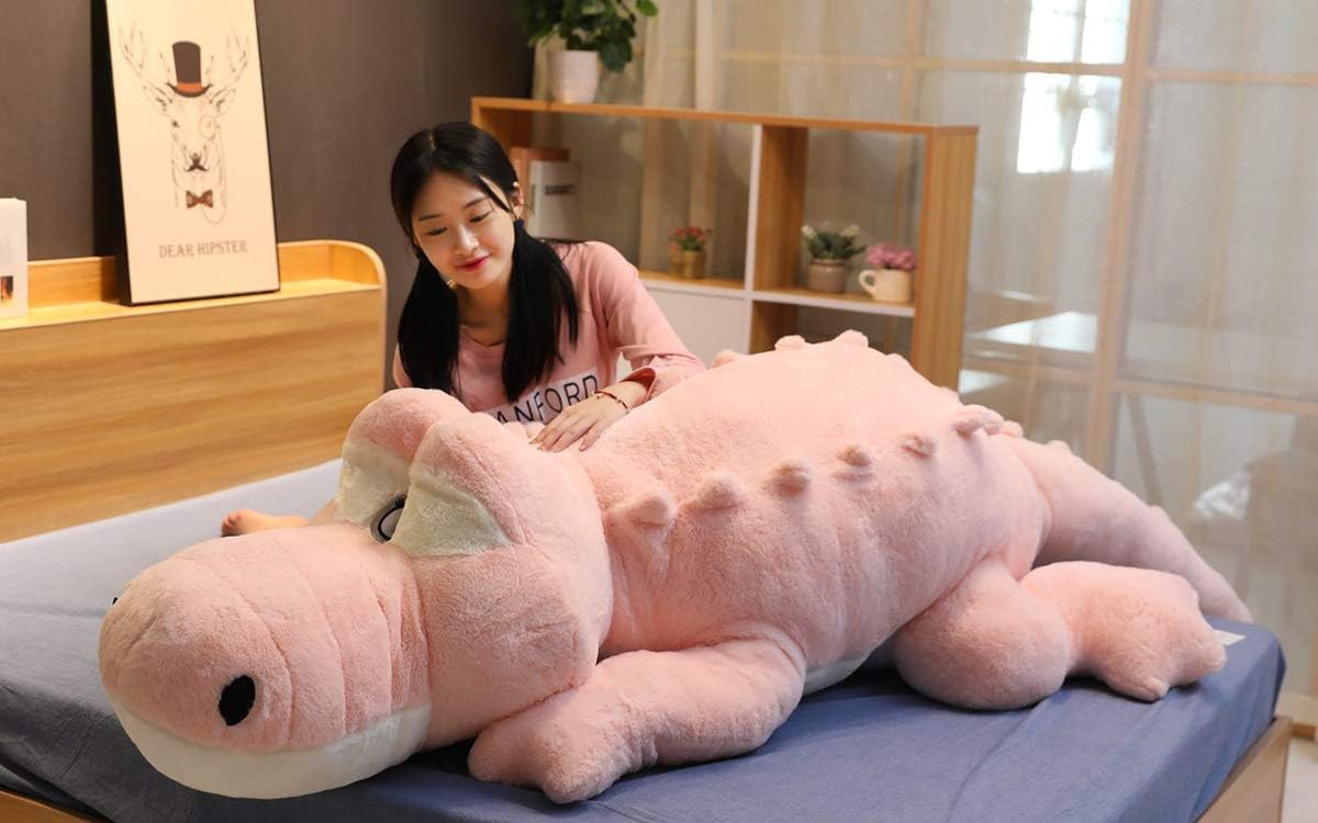 Amazon Yabina Toys ぬいぐるみ ワニ 鰐 特大わに抱き枕 動物玩具 ふわふわプレゼント ピンク 230cm ぬいぐるみ おもちゃ