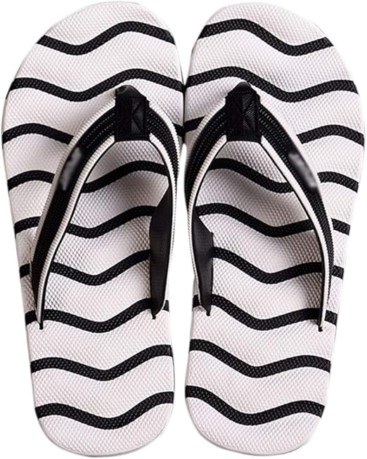black and white striped flip flops
