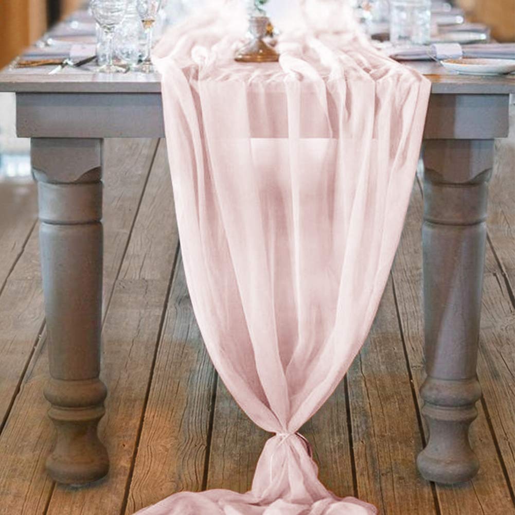 pink chiffon table runner