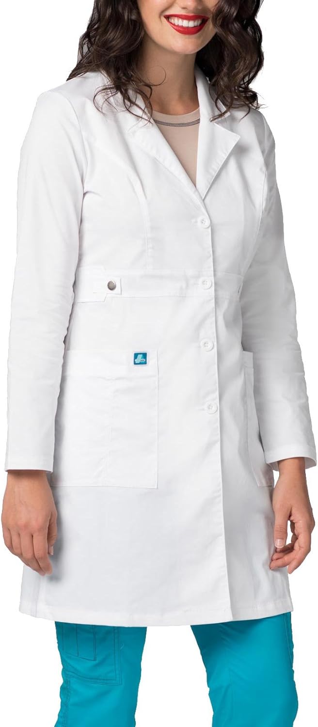 Adar Pop-Stretch Lab Coat for Women - 36" Tab-Waist Lab Coat: Clothing