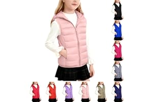 Blczomt Girls Puffer Vest Hooded Warm Travel Zip Up Sleeveless Winter Jacket Lightweight Padded Vests Cozy Fall Coats Clothes