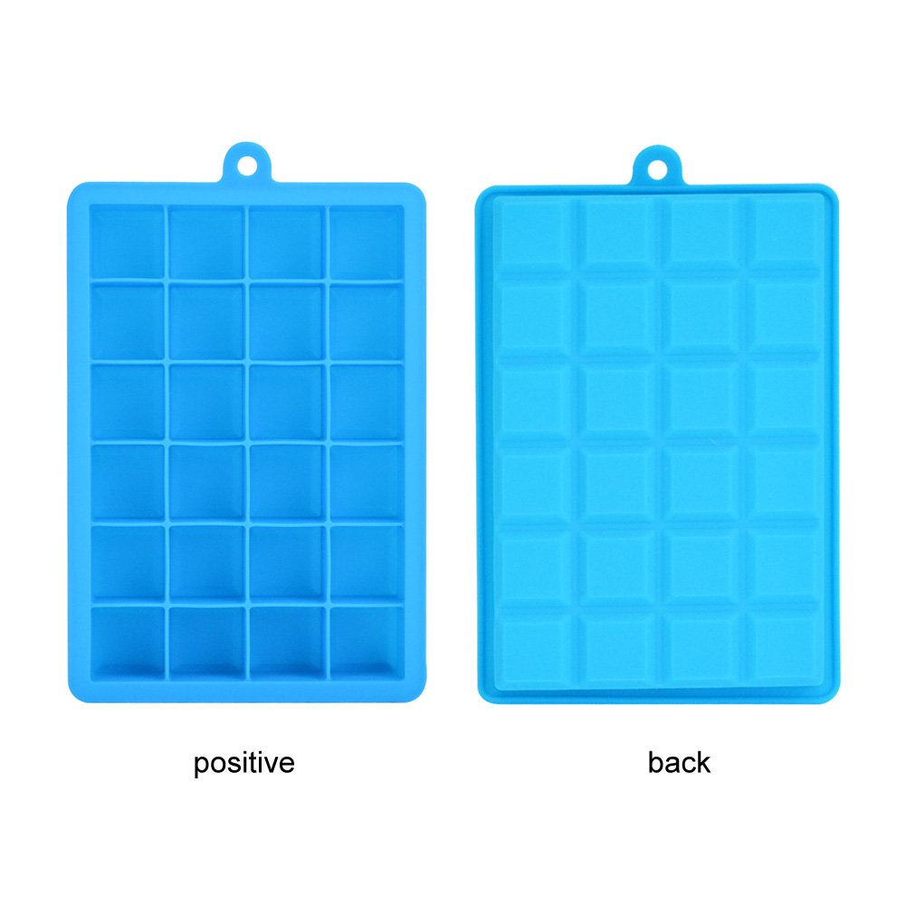 Ice Cube Trays,Guardians 24 Cube Food Grade Silicone Ice Tray Molds Easy Release Ice Jelly Pudding Maker Mold (Sky Blue-2 Pack)