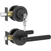 Asidrama 1 Pack Matte Black Passage with Deadbolts | Front Door Lock Set,3 Keys Included /Single Cylinder Deadbolts/ Heavy-Duty Zinc/Fits 1-3/8"-1-3/4" Doors