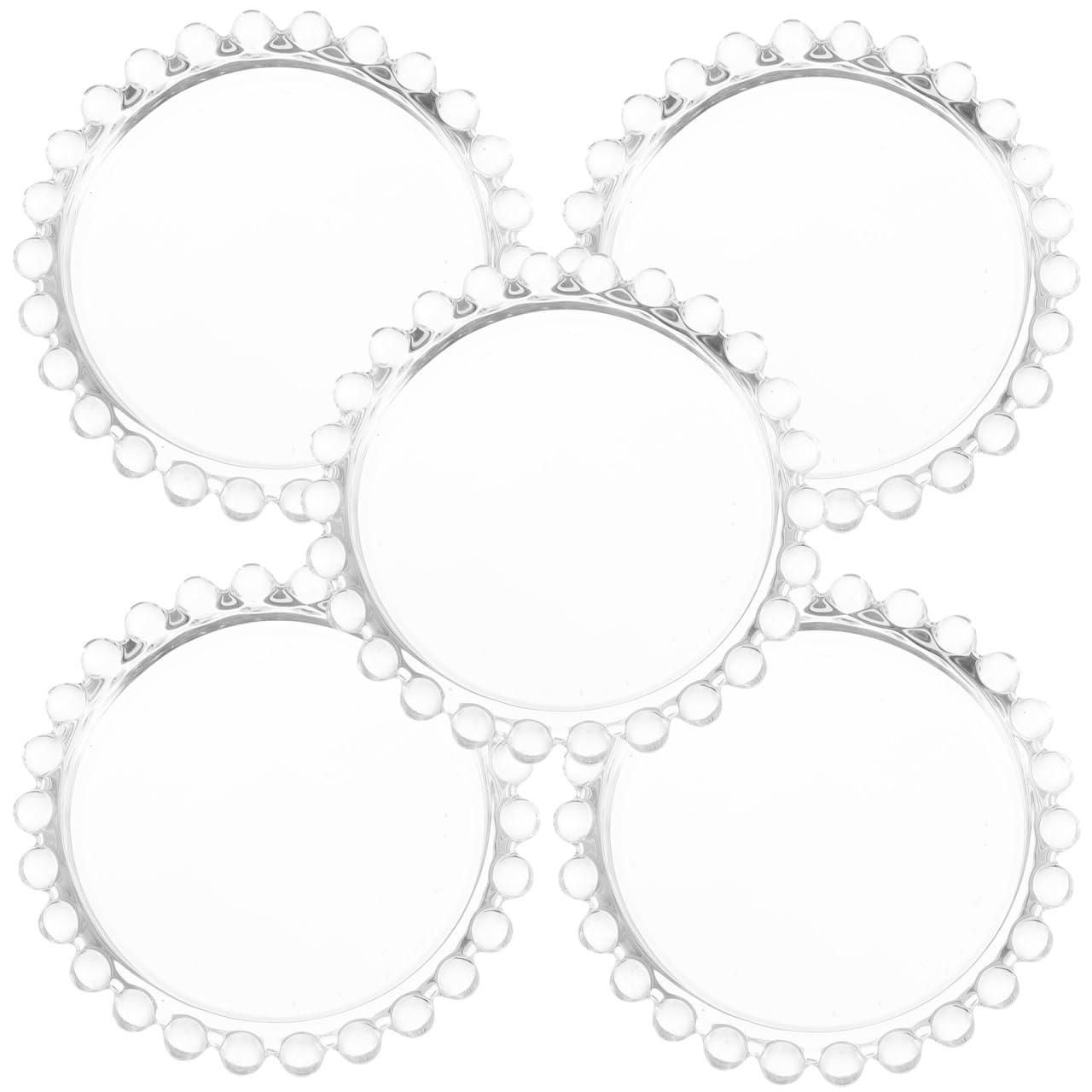 Holibanna 10pcs Glass Candle Holder Tray Pillar Candle Plates with Beaded Rim Candlestick Stand Jewelry Trinket Dish Round Coaster Table Centerpiece for Decoration