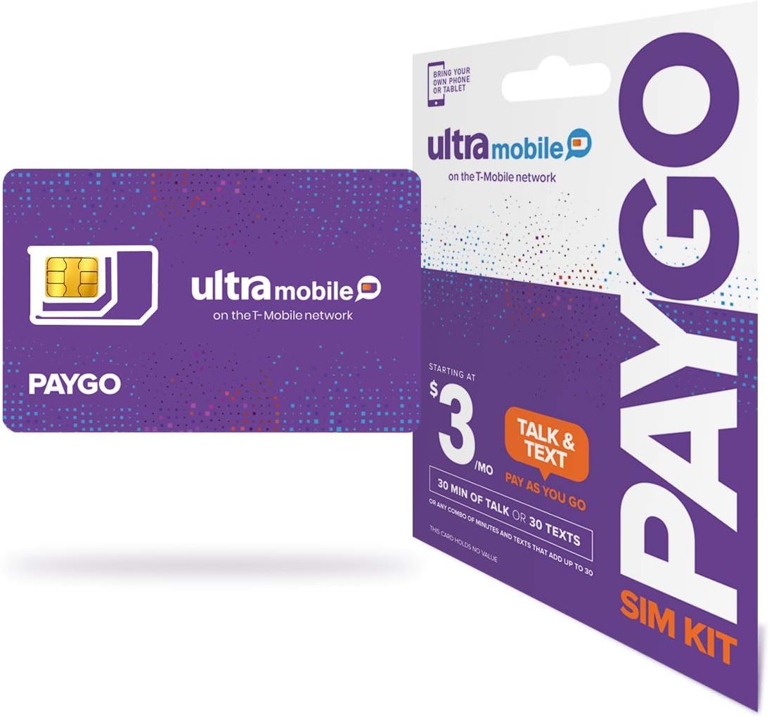 Ultra Mobile Sim Card PayGo 3/mo Amazon.ca Cell Phones & Accessories