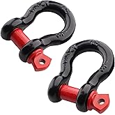 Qjaiune 2Pcs 1/2 Inch D Ring Shackle, D Shackle Rugged 12 Ton(26,455 lbs) Maximum Break Strength, 2 Ton (4409 Lbs) Capacity