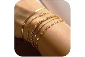 MOCCNT Bracelets 14k Gold Link for Women,Trendy Boho Chic Hand Wristband Stackable jewelry,gold bracelets for women Waterproof