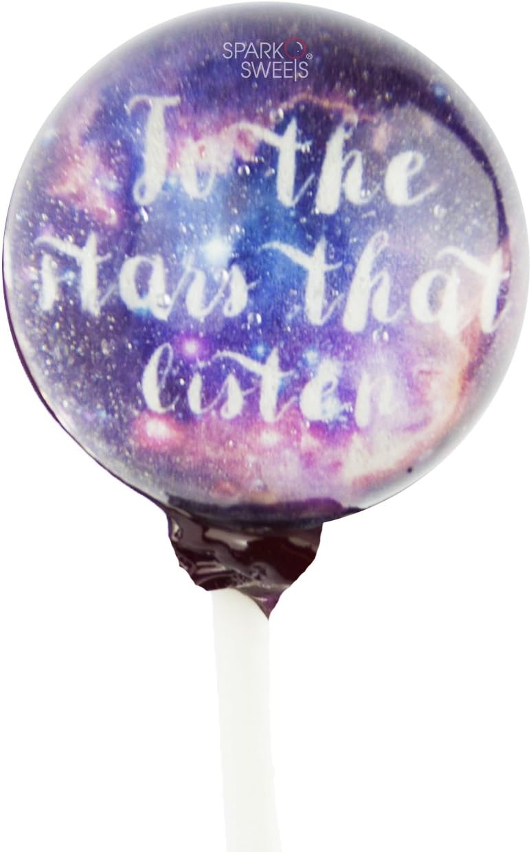 Galaxy Lollipops Customized Your Own Text, Purple Nebula Design 10 Pieces with Space Foil Package